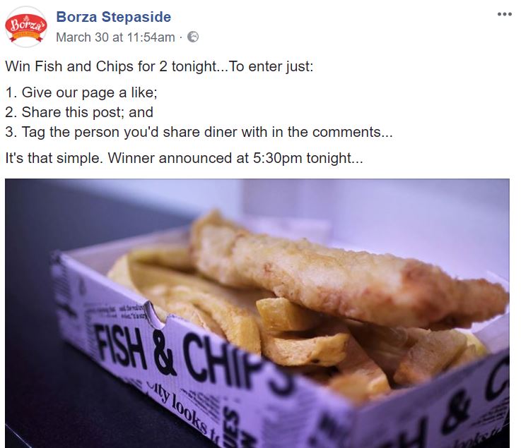 Photo of Fish and Chips used by Takeaway doing Facebook Marketing